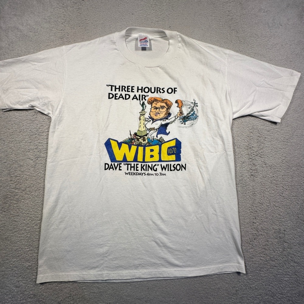 Vintage Jerzees‎ WIBC Dave Wilson Radio Promo Tee Single Stitch 90s Made in USA